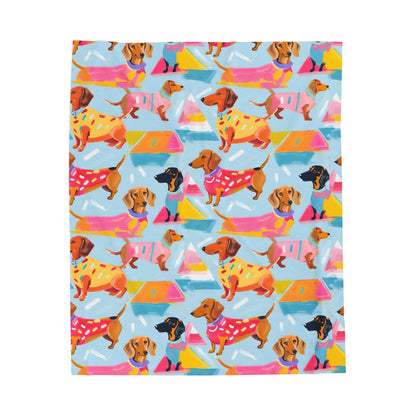 Vibrant Patterned Dachshund Blanket, Cozy Throw, Dog Lover Gift, Animal Print Bedding, Weiner Dog
