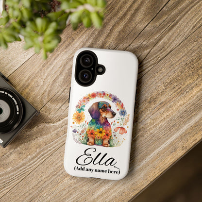 Personalized Dachshund Case for Pet Lovers Floral Phone Case Custom Name Phone