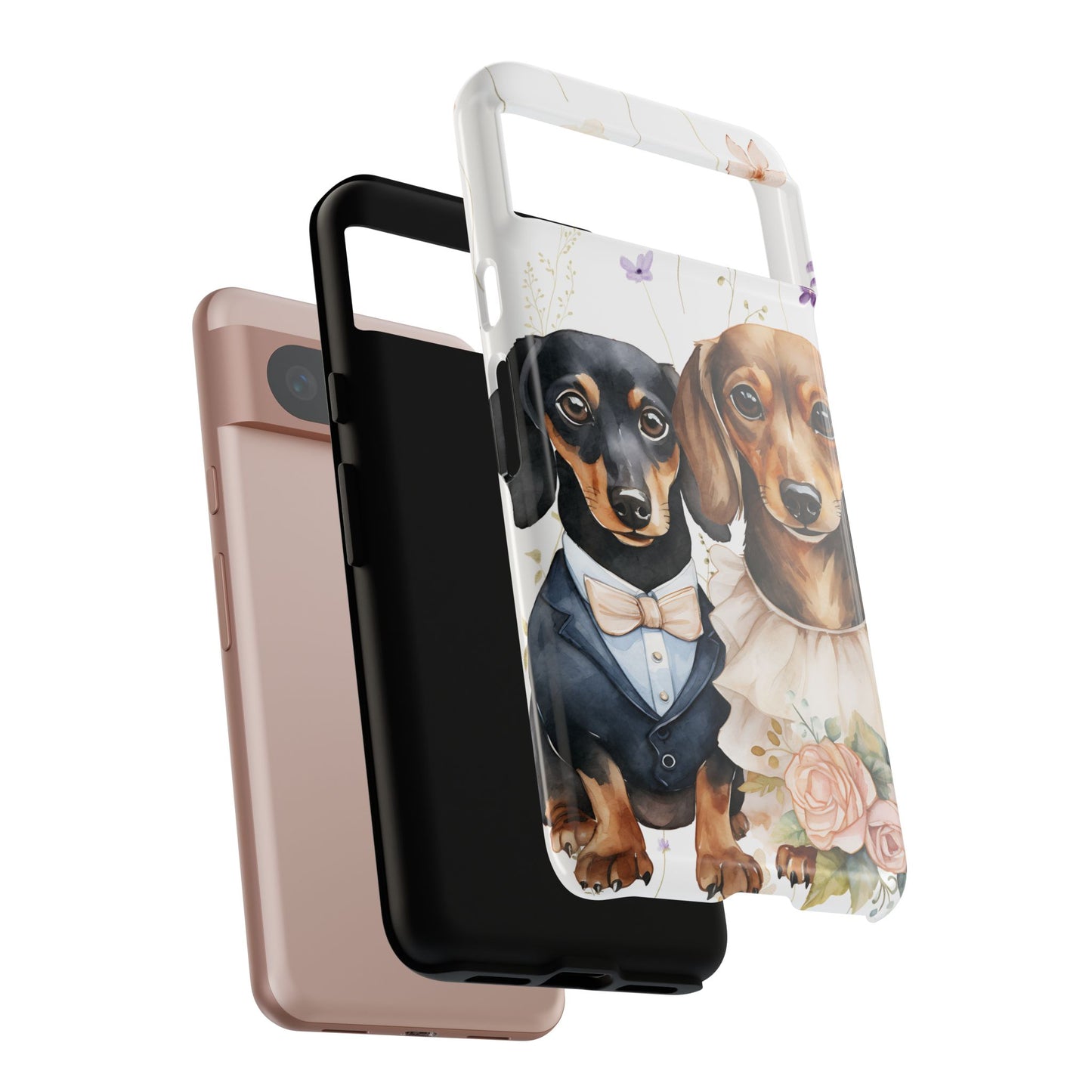 Wedding Dachshund Dog Phone Case - Bridal Gift Flower Girl Apple Pixel Galaxy