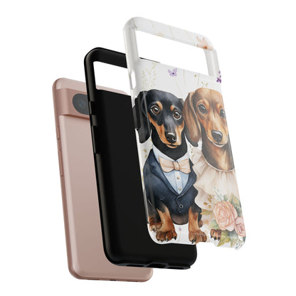 Wedding Dachshund Dog Phone Case - Bridal Gift Flower Girl Apple Pixel Galaxy