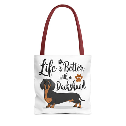 Black and Tan Dachshund Puppy Tote Bag Bright and Cheerful Weiner Doxie