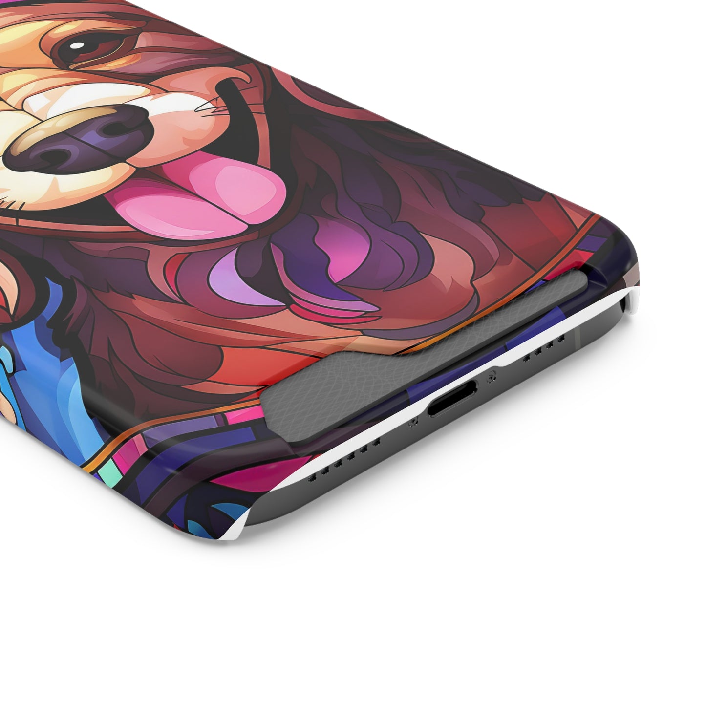 Stained Glass Dachshund Phone Case, Trendy Wallet Case for Dog Lovers, Cute Card Holder Cover