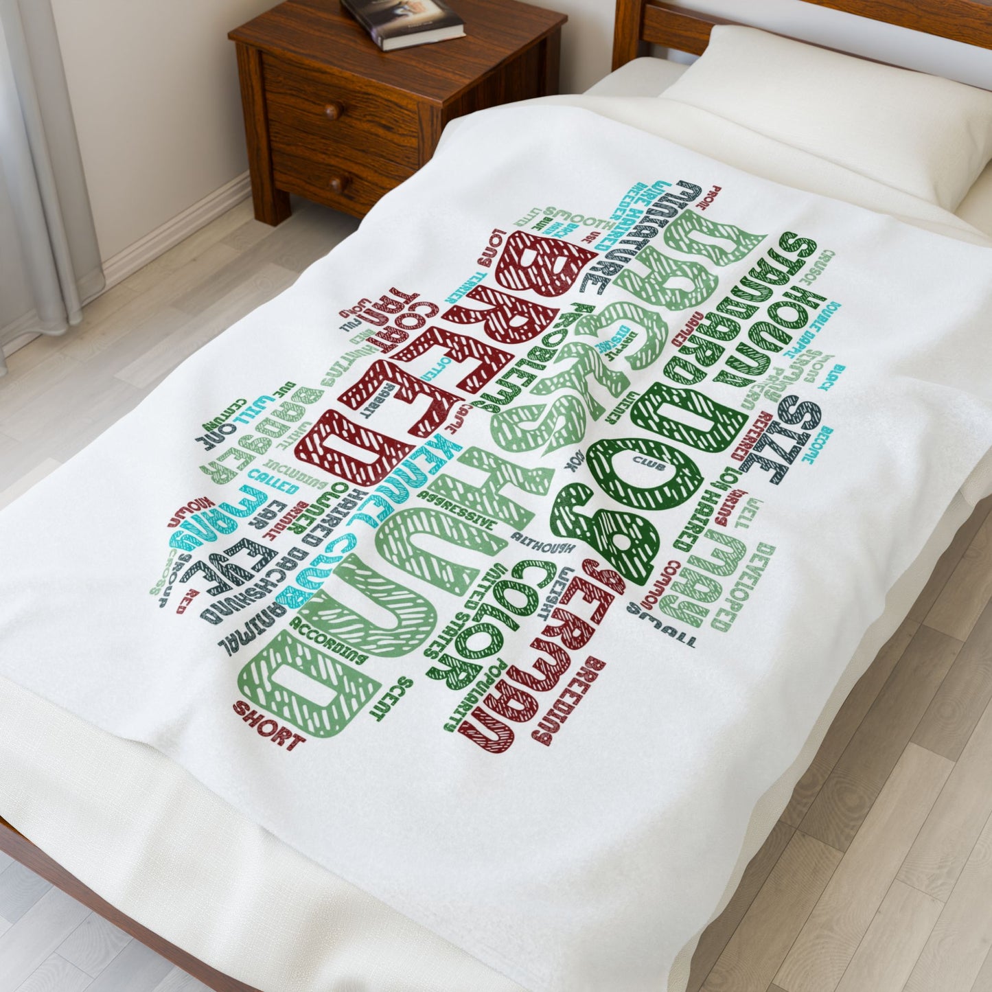 Dachshund Word Art Velveteen Plush Blanket, Cozy Pet Blanket Dog Lover Gift Soft