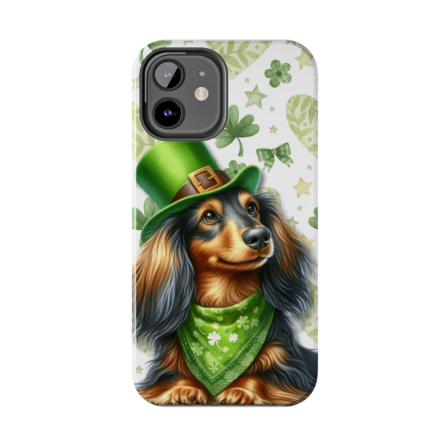 St Patricks Cute Dachshund Phone Case Dog Lover Gift Tough Phone Cover Patty
