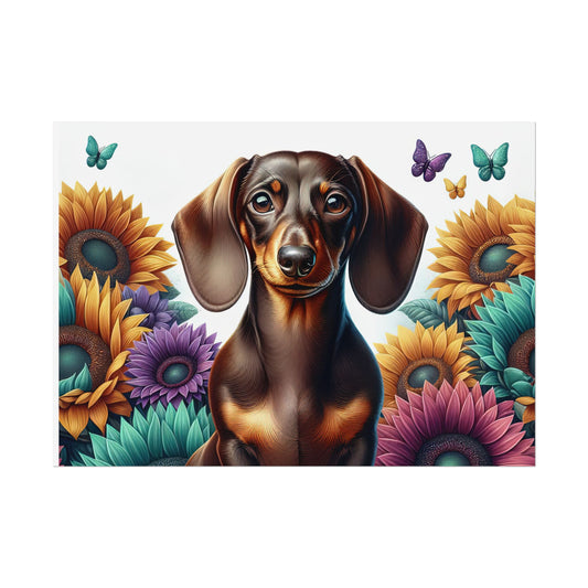 Floral Dachshund Rolled Posters