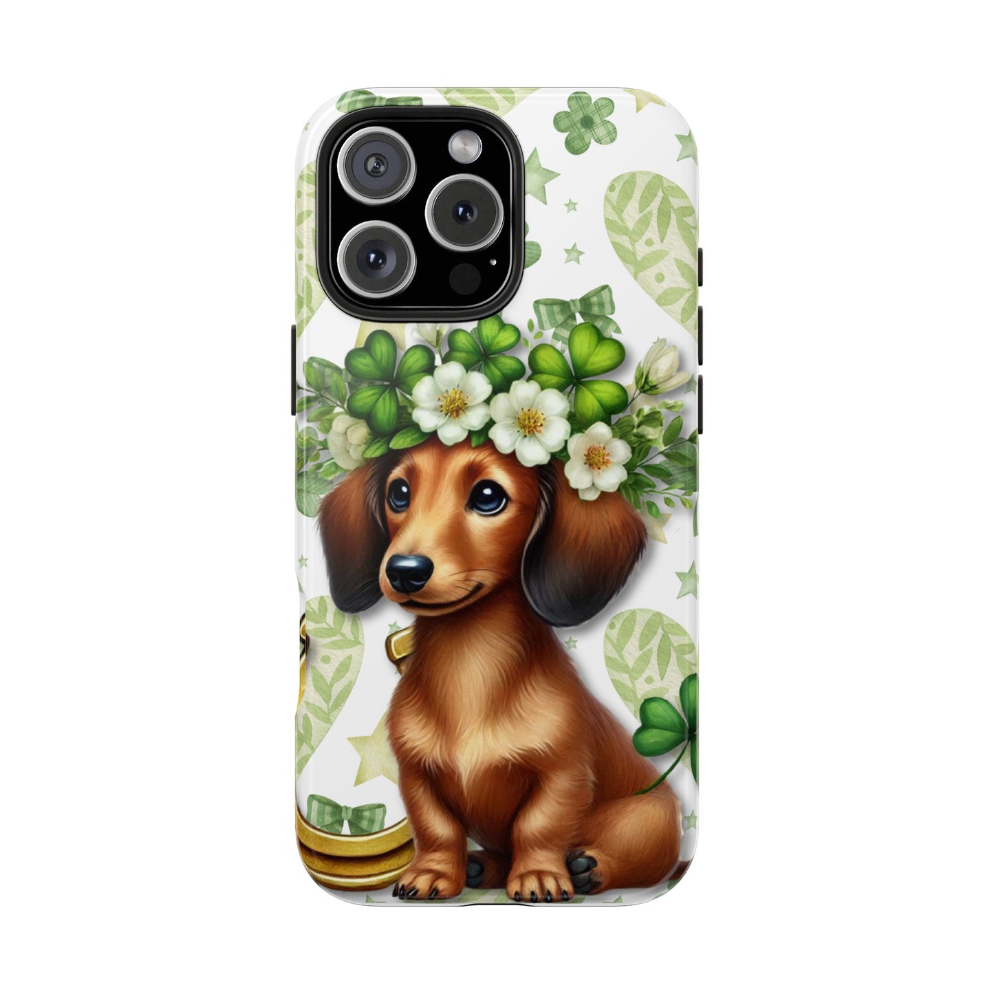 St Patricks Cute Dachshund Phone Case Dog Lover Gift Tough Phone Cover Patty