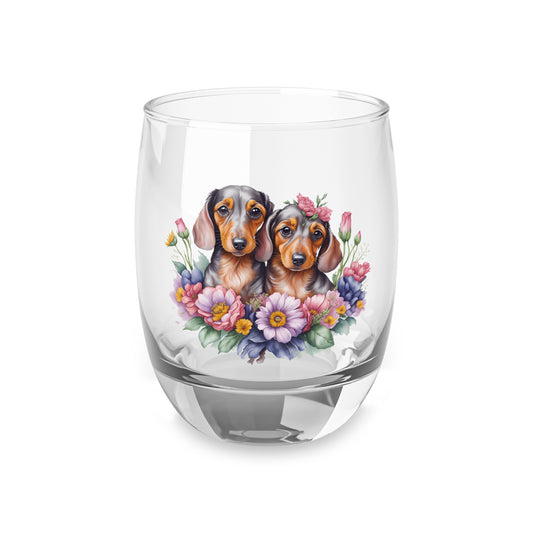 Unique Gift for Dog Lovers, Dachshund Drinking Glass Floral