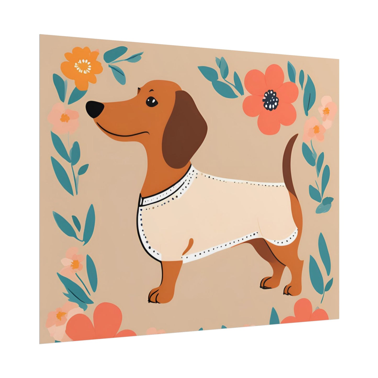 Sophisticated Dachshund Poster Dog Wall Art Animal Lover Game Room Decoration Weiner Dog Horizontal