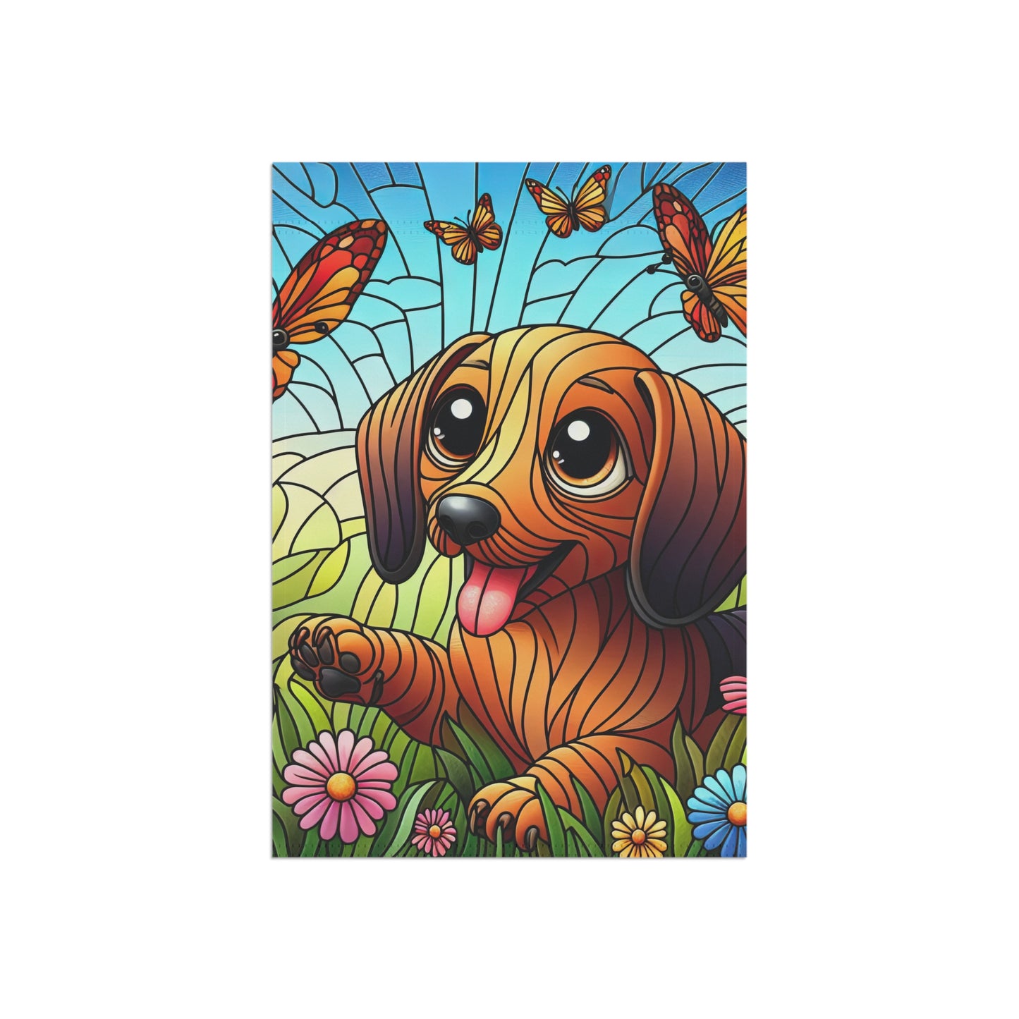 Spring Garden Flag Cute Dog Banner Easter Seasonal Home Decor Dachshund