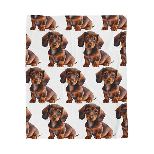 Brown Patterned Dachshund Blanket, Cozy Throw, Dog Lover Gift, Animal Print Bedding, Weiner Dog