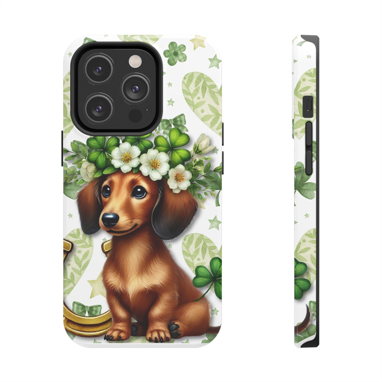 St Patricks Cute Dachshund Phone Case Dog Lover Gift Tough Phone Cover Patty