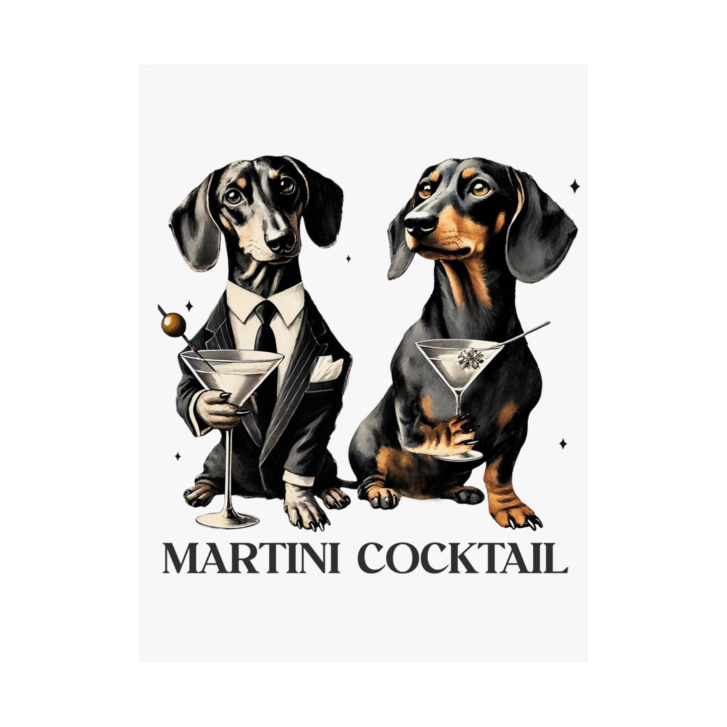 Dachshund Martini Wall Art, Game Room Decor, Man Cave Poster, Funny Dog Print