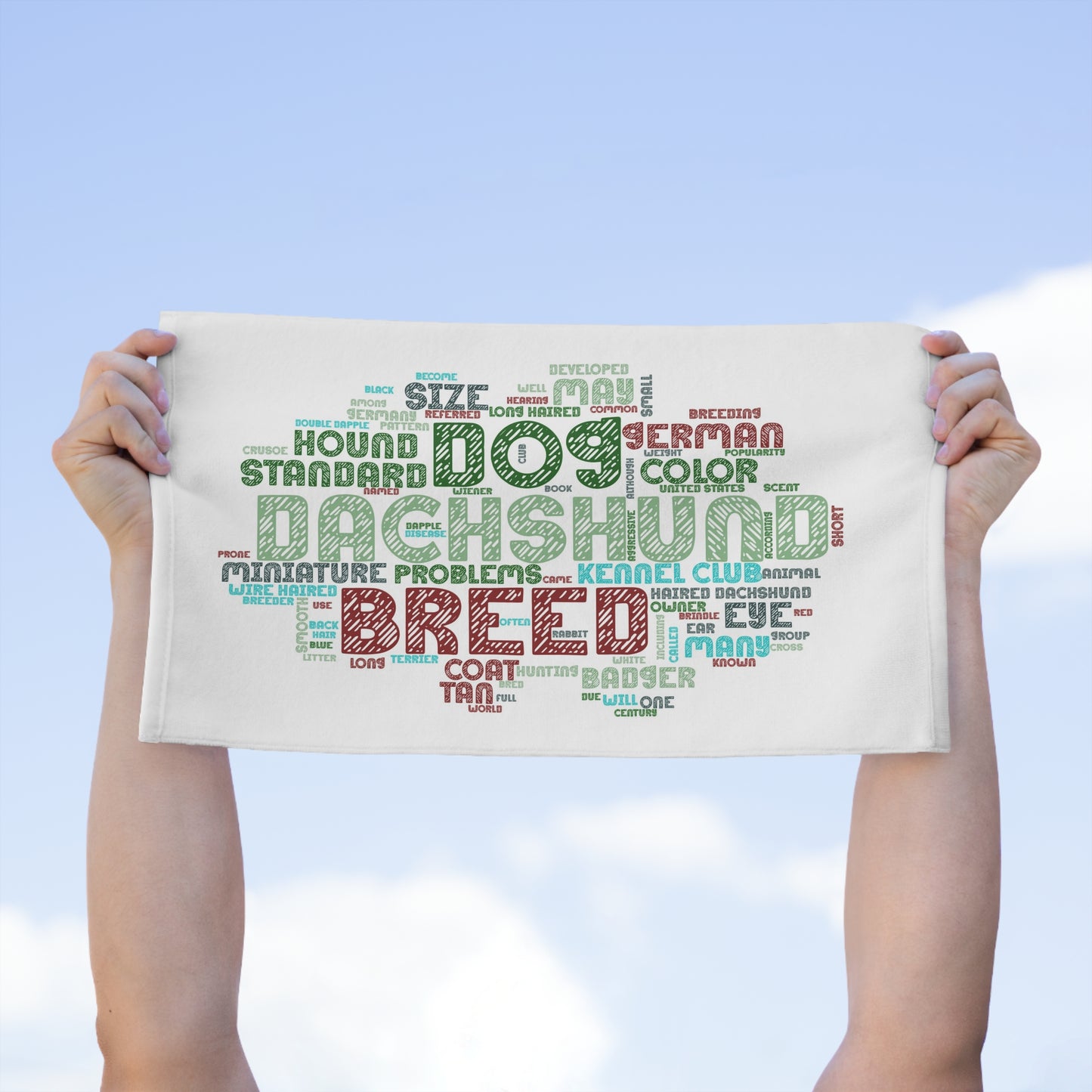 Dachshund Word Art Rally Towel, Perfect for Dog Lovers, Pet Shows, Gifts for Dog
