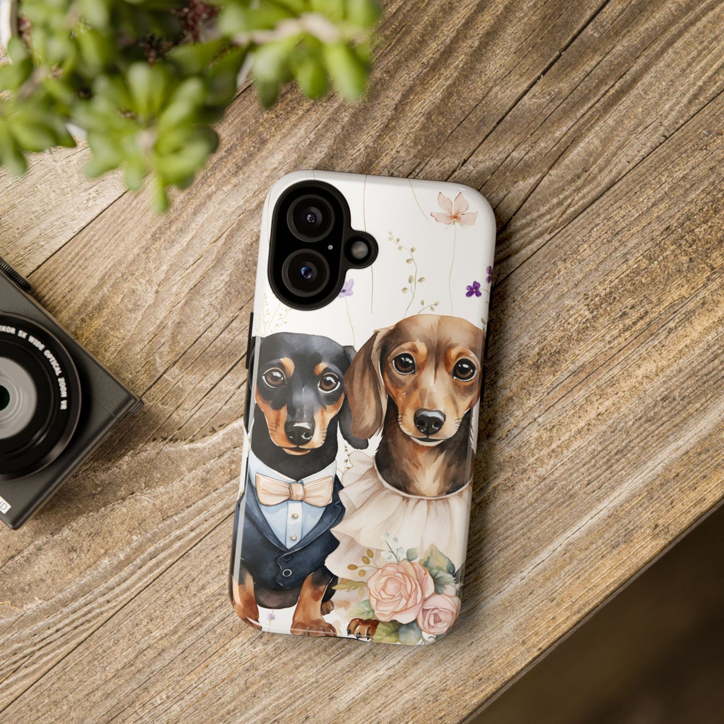 Wedding Dachshund Dog Phone Case - Bridal Gift Flower Girl Apple Pixel Galaxy