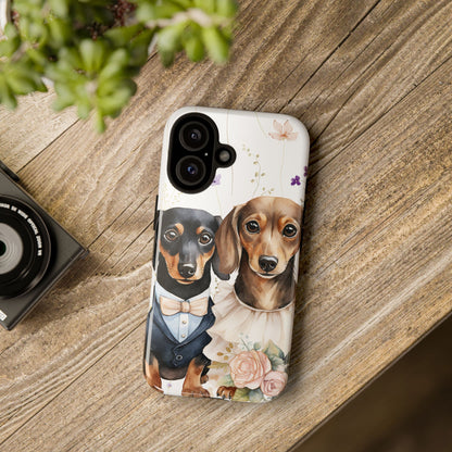 Wedding Dachshund Dog Phone Case - Bridal Gift Flower Girl Apple Pixel Galaxy