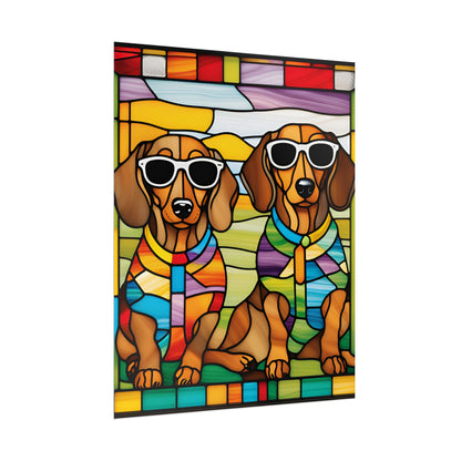 Stained Glass Print Dachshund Poster Dog Wall Art Animal Lover Blacklight Kids Room Decoration