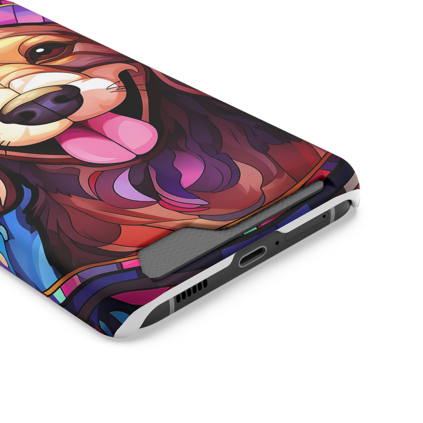 Stained Glass Dachshund Phone Case, Trendy Wallet Case for Dog Lovers, Cute Card Holder Cover