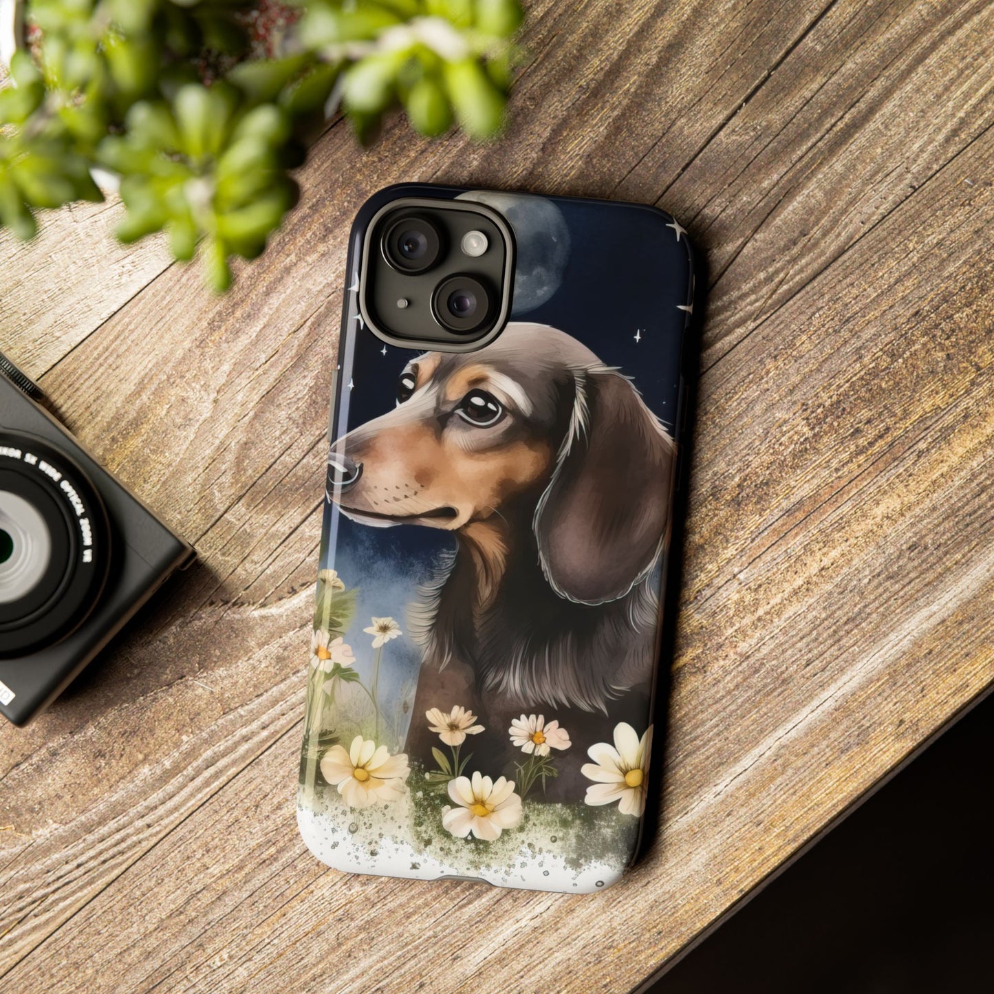 Vibrant Dachshund Moonlight Phone Case - Dog Apple Pixel Galaxy