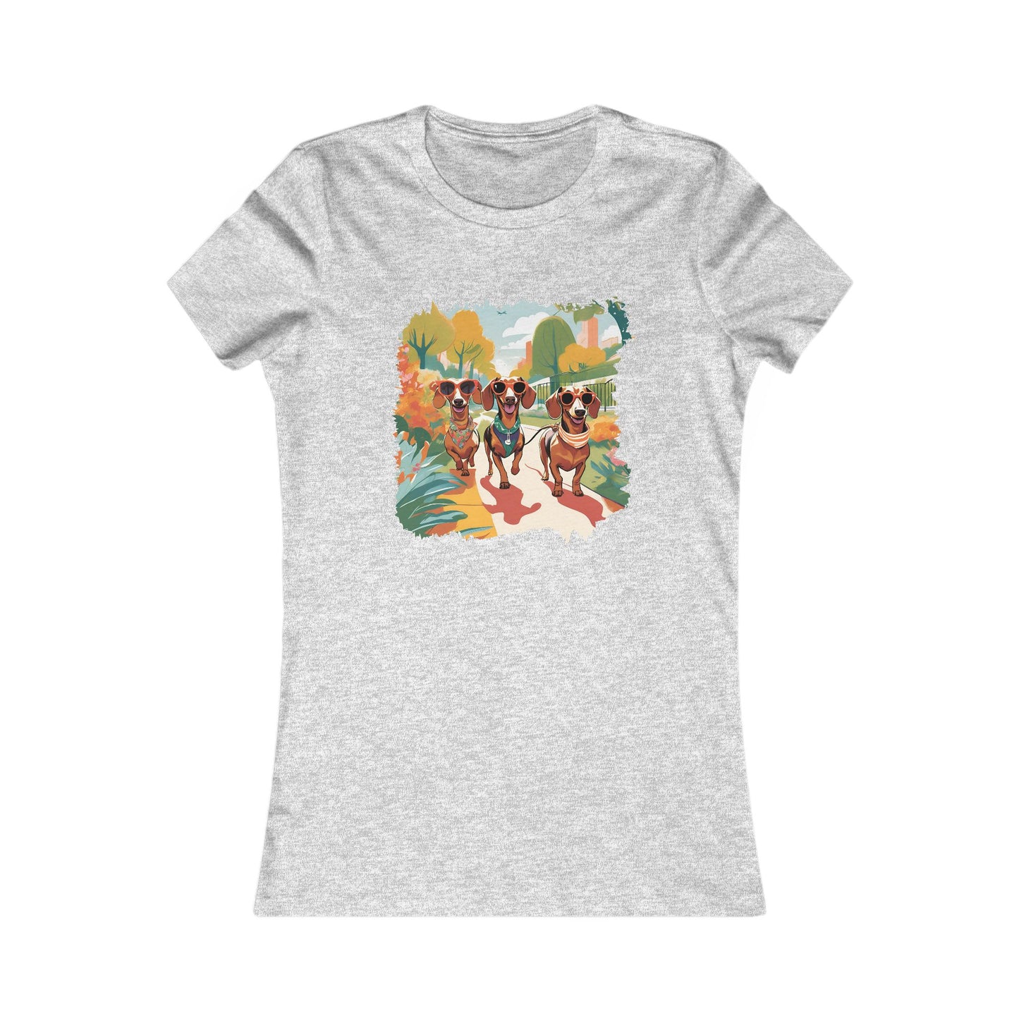 Orange Women's Tee Floral Dachshund Spring Ready Shirt