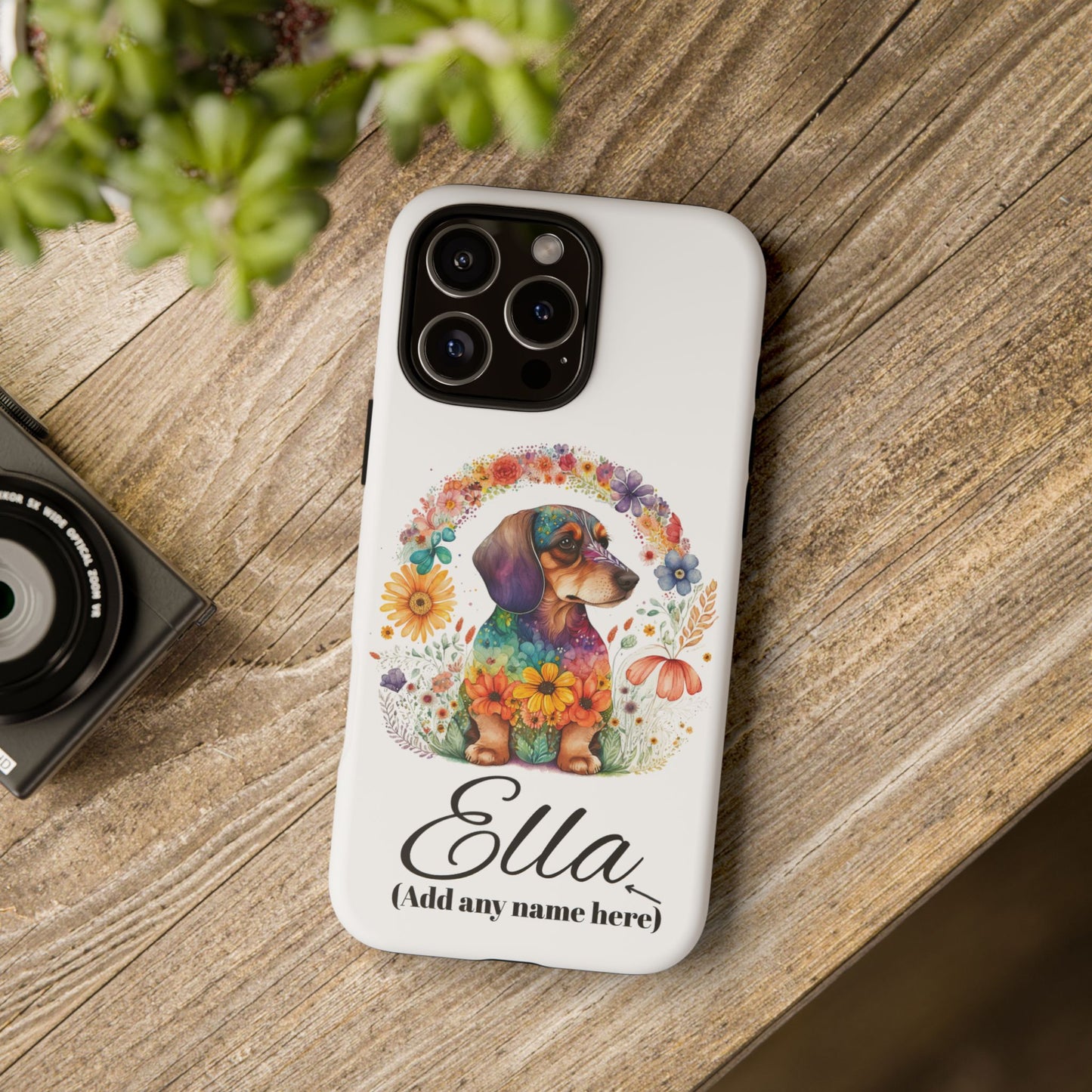 Personalized Dachshund Case for Pet Lovers Floral Phone Case Custom Name Phone