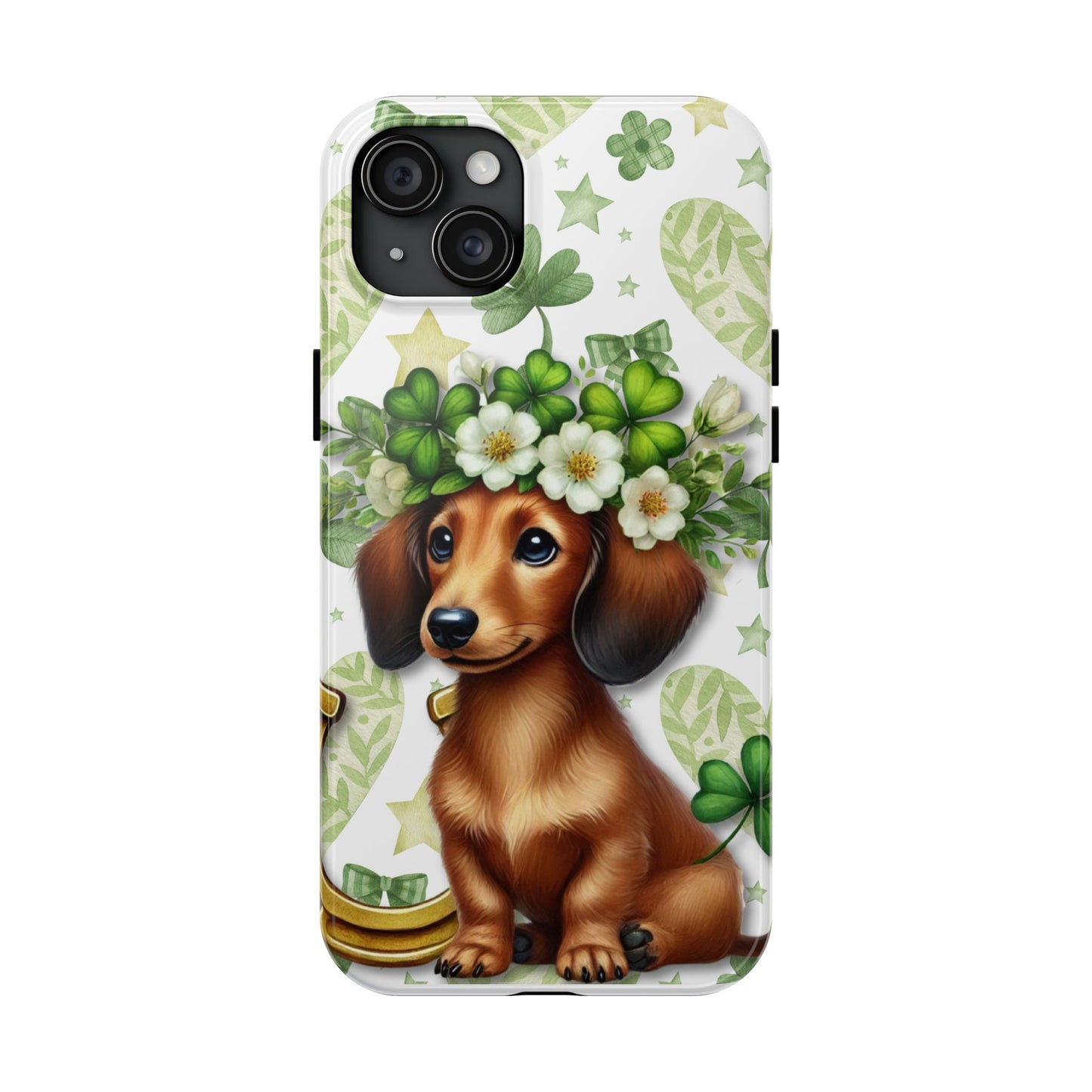 St Patricks Cute Dachshund Phone Case Dog Lover Gift Tough Phone Cover Patty