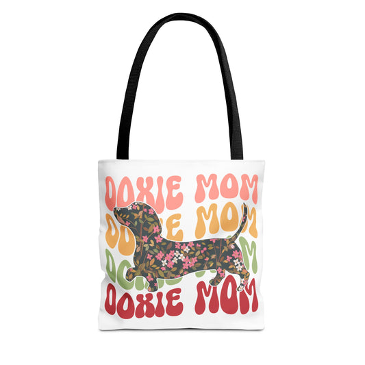 Black and Tan Dachshund Puppy Tote Bag Bright and Cheerful Weiner Doxie Patterned