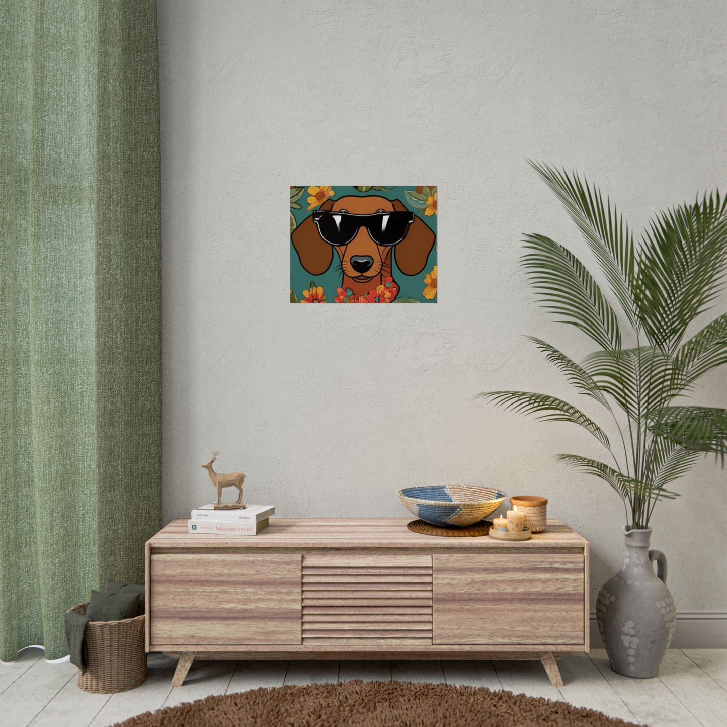 Dachshund Poster Dog Wall Art Animal Lover Game Room Decoration Weiner Dog Horizontal