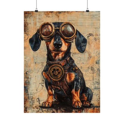 Steam Punk Dachshund Vertical Poster Dog Room Art Gift Game Room Sophisticated