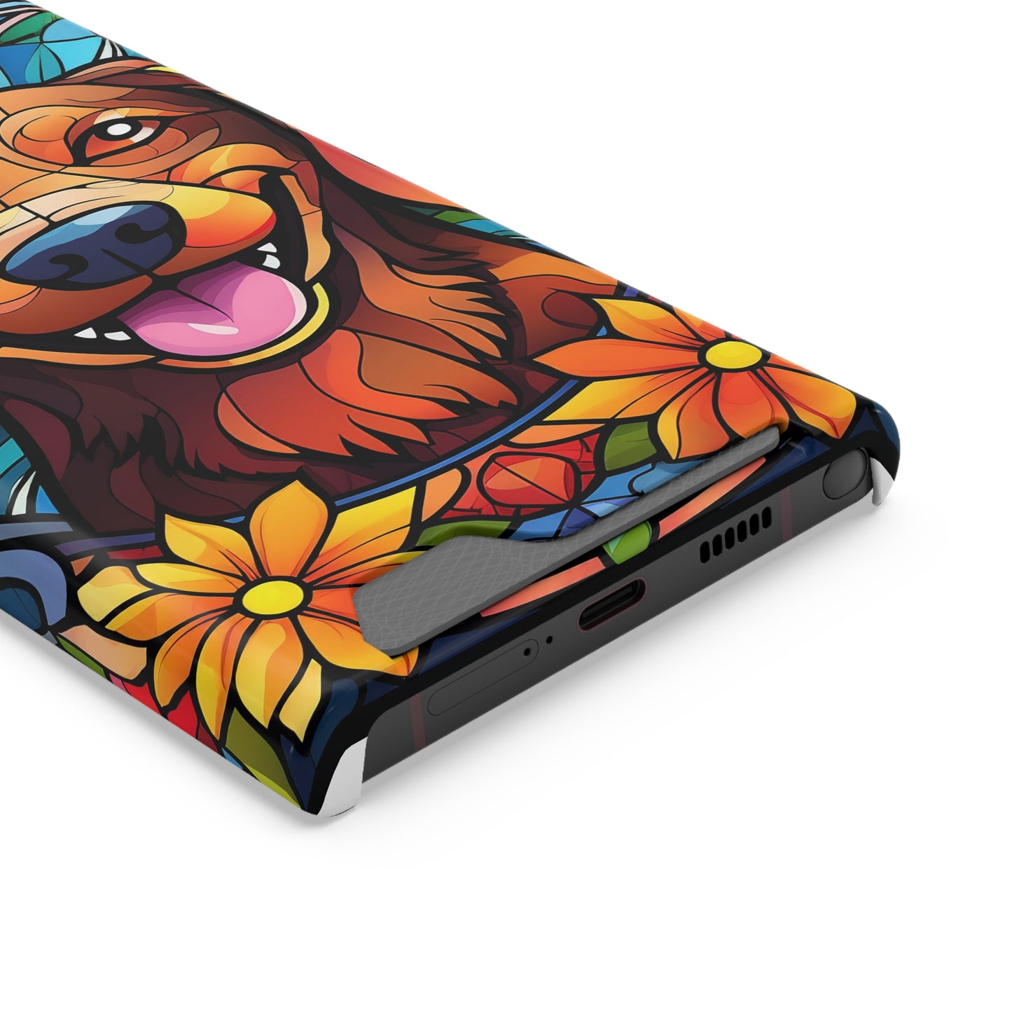 Stained Glass Dachshund Phone Case, Trendy Wallet Case for Dog Lovers, Cute Card Holder Cover