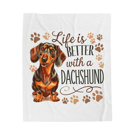 Dachshund Plush Blanket - Life is Better with a Dachshund, Pet Lover Gift Doxie