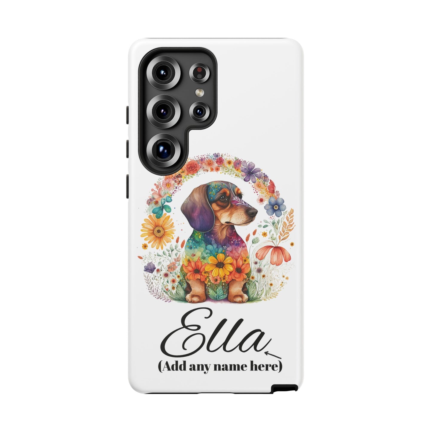 Personalized Dachshund Case for Pet Lovers Floral Phone Case Custom Name Phone