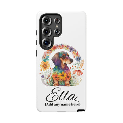 Personalized Dachshund Case for Pet Lovers Floral Phone Case Custom Name Phone
