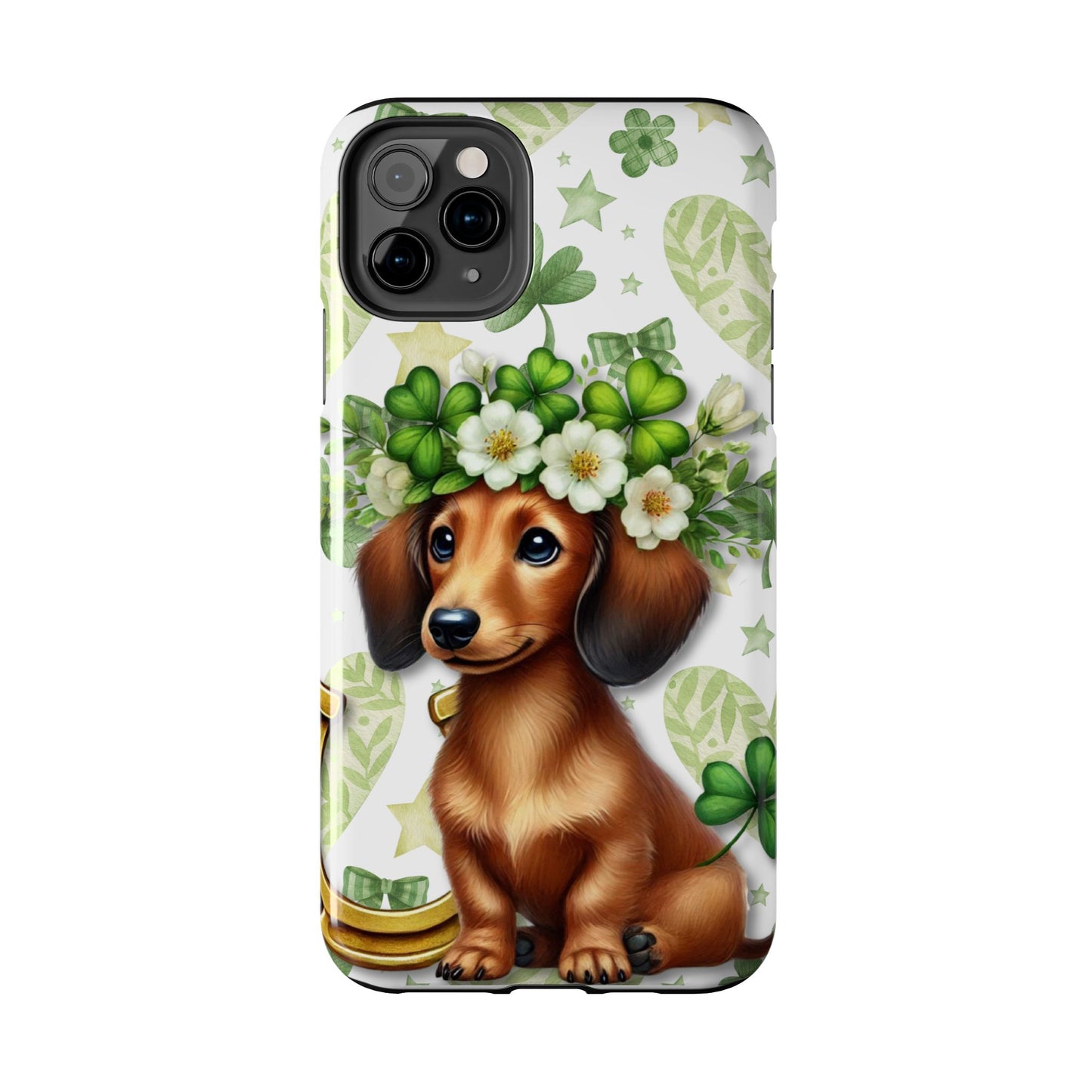 St Patricks Cute Dachshund Phone Case Dog Lover Gift Tough Phone Cover Patty