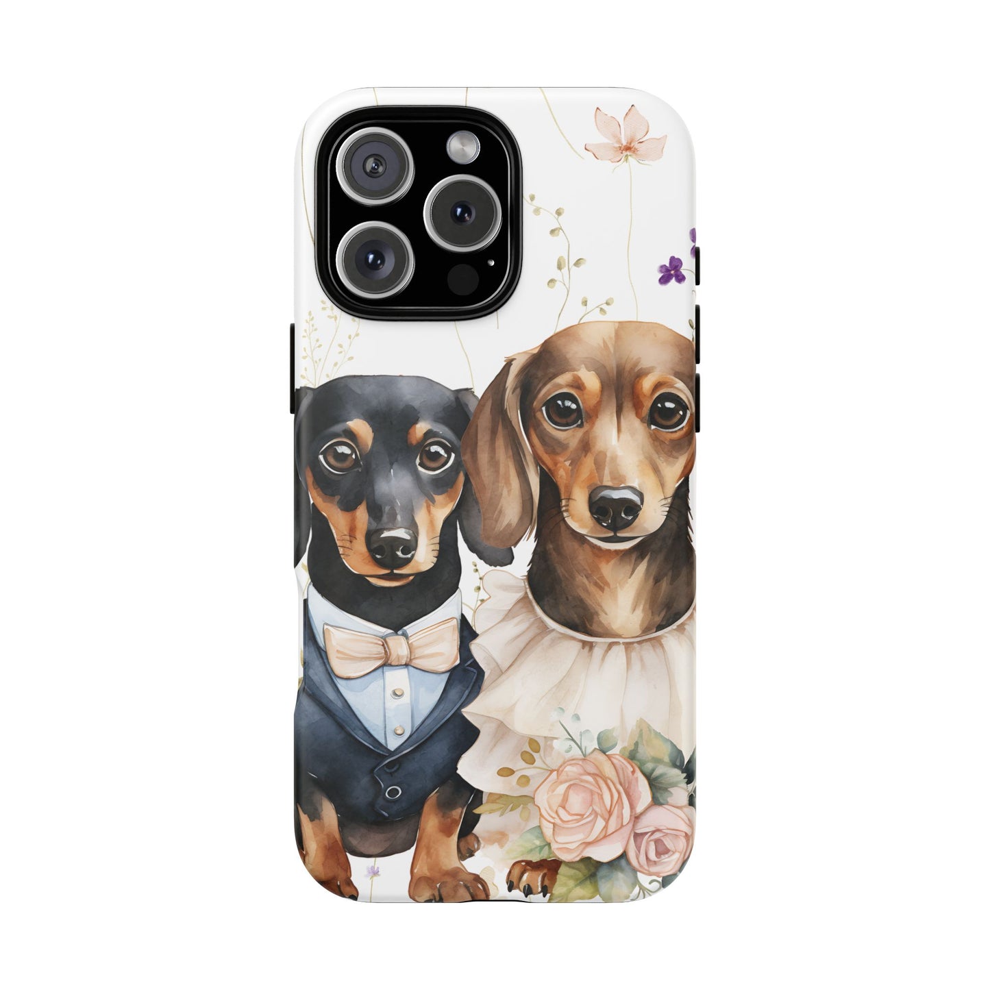 Wedding Dachshund Dog Phone Case - Bridal Gift Flower Girl Apple Pixel Galaxy