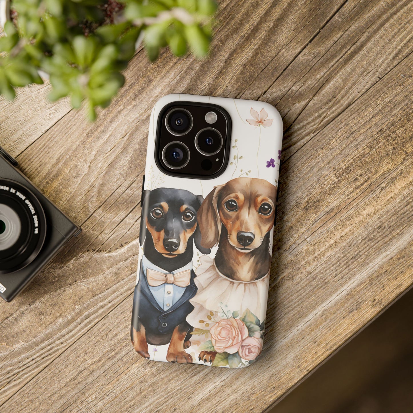 Wedding Dachshund Dog Phone Case - Bridal Gift Flower Girl Apple Pixel Galaxy