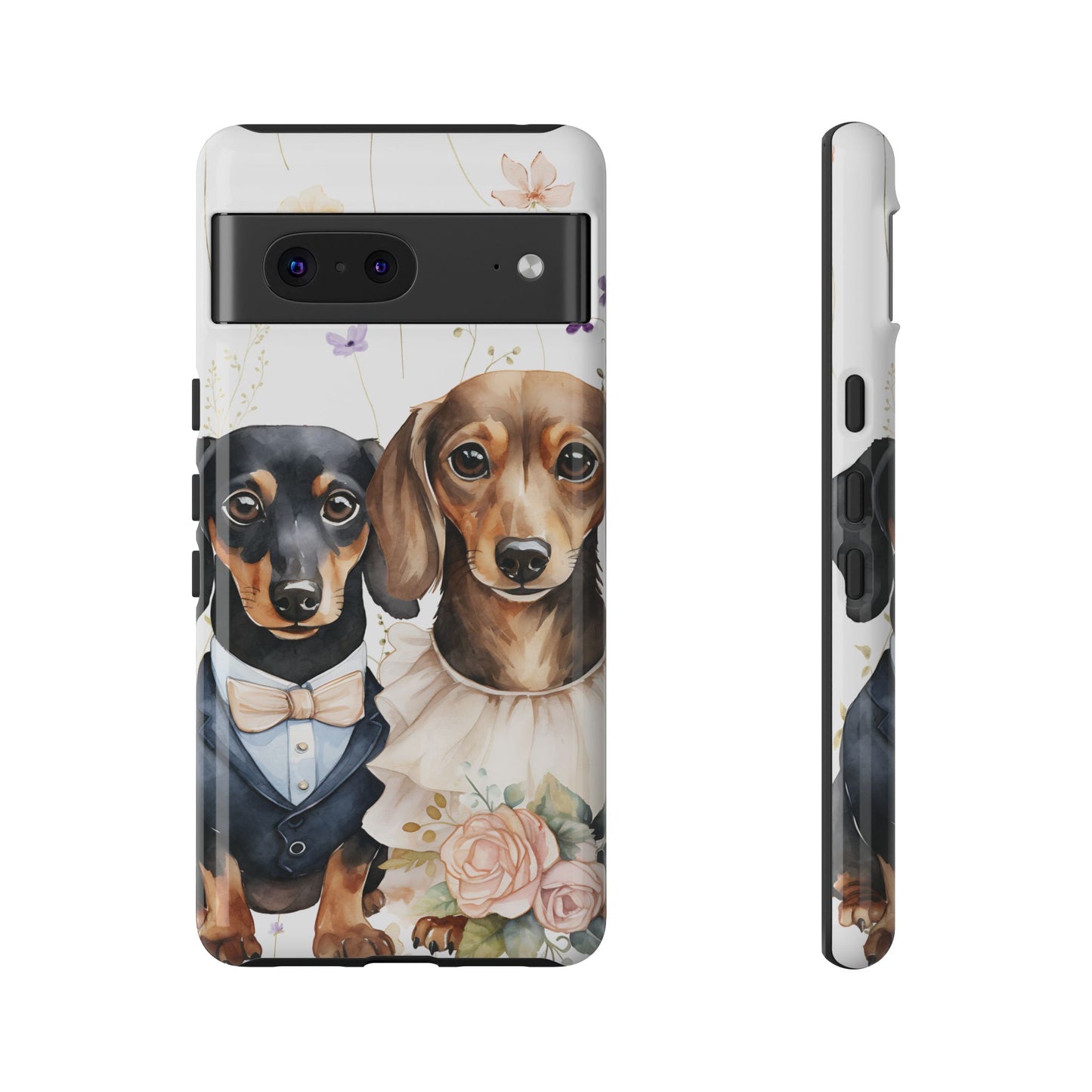 Wedding Dachshund Dog Phone Case - Bridal Gift Flower Girl Apple Pixel Galaxy