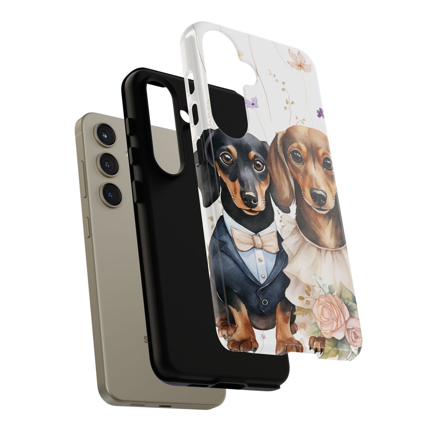 Wedding Dachshund Dog Phone Case - Bridal Gift Flower Girl Apple Pixel Galaxy