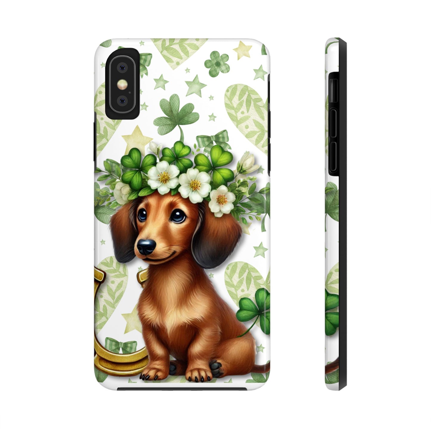 St Patricks Cute Dachshund Phone Case Dog Lover Gift Tough Phone Cover Patty
