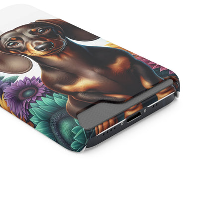Dachshund Phone Case, Trendy Wallet Case for Dog Lovers, Cute Card Holder Cover, Animal Print Accessory, Slim Protective
