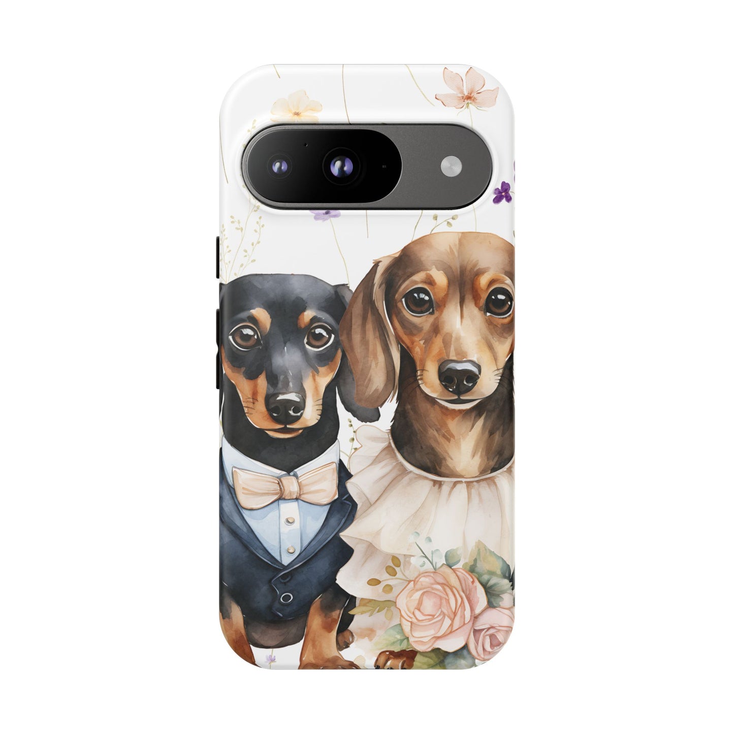 Wedding Dachshund Dog Phone Case - Bridal Gift Flower Girl Apple Pixel Galaxy