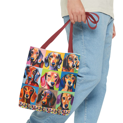 Colorful Dachshund Tote Bag Bright and Cheerful Brown Dapple Weiner