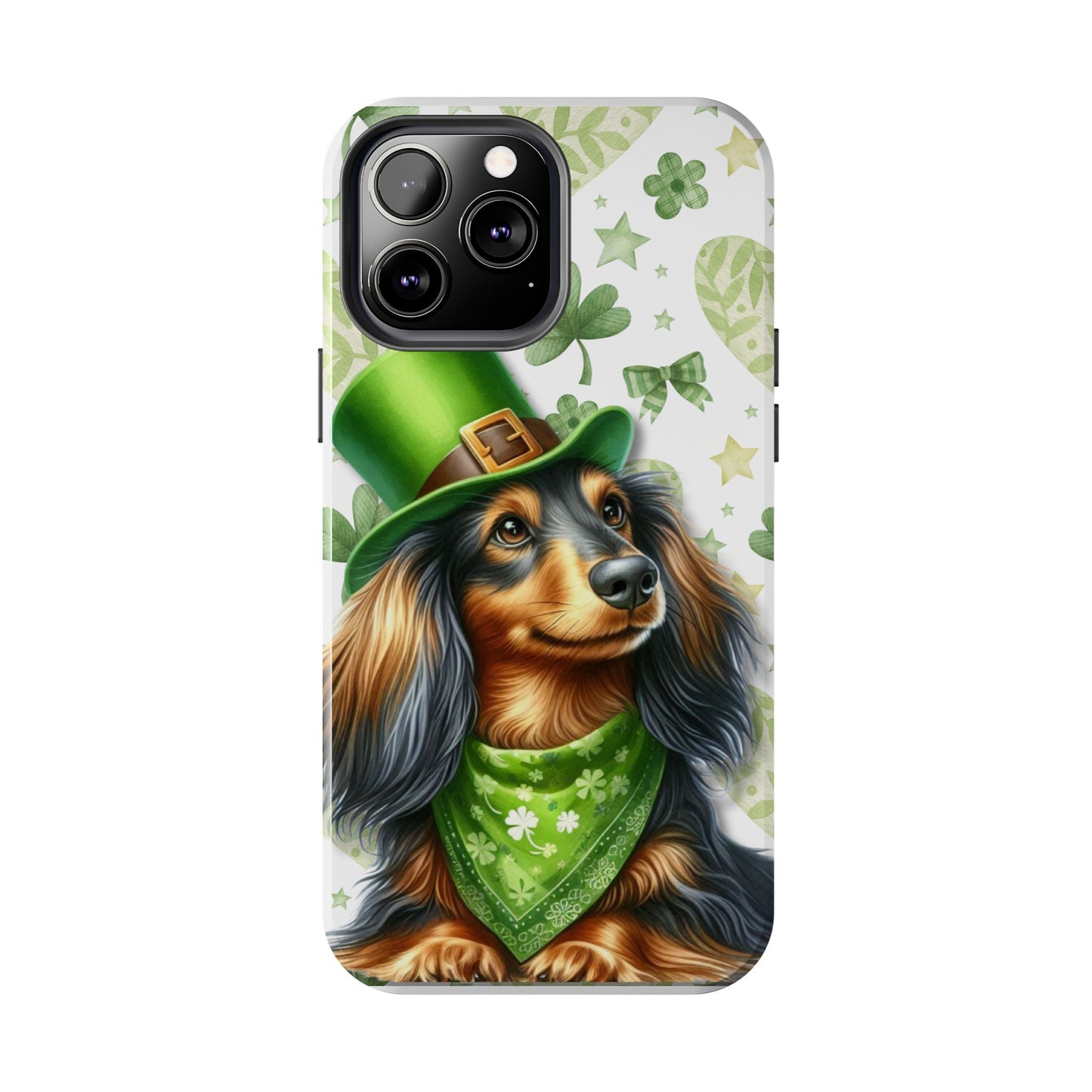 St Patricks Cute Dachshund Phone Case Dog Lover Gift Tough Phone Cover Patty