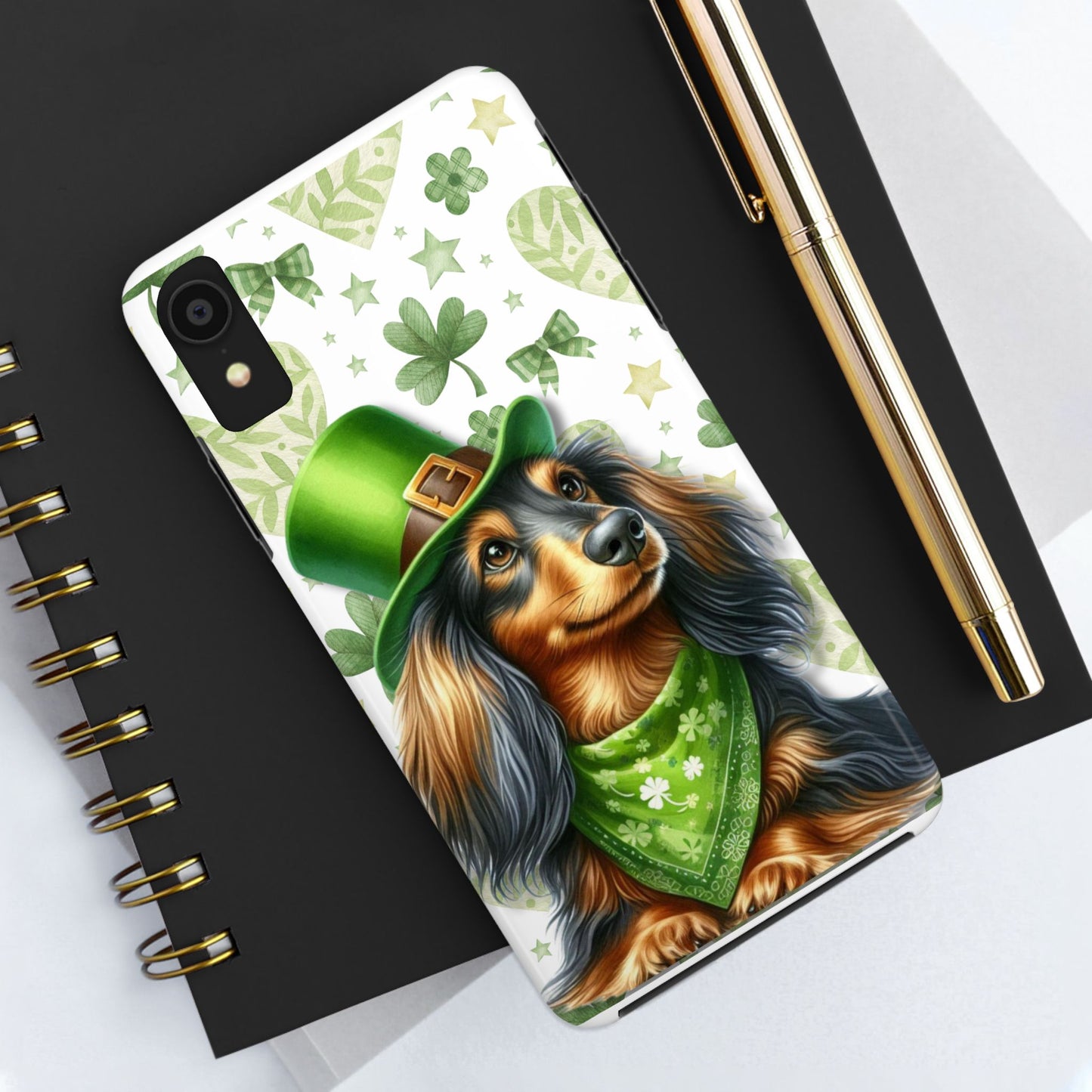 St Patricks Cute Dachshund Phone Case Dog Lover Gift Tough Phone Cover Patty