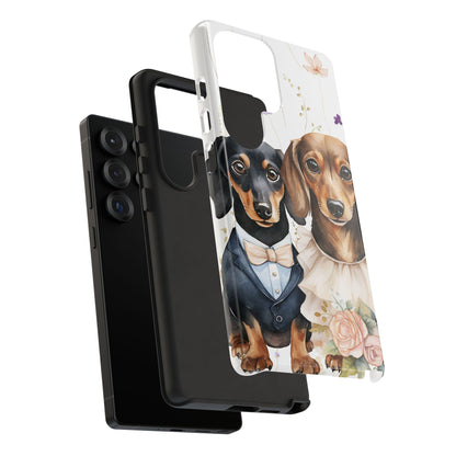 Wedding Dachshund Dog Phone Case - Bridal Gift Flower Girl Apple Pixel Galaxy