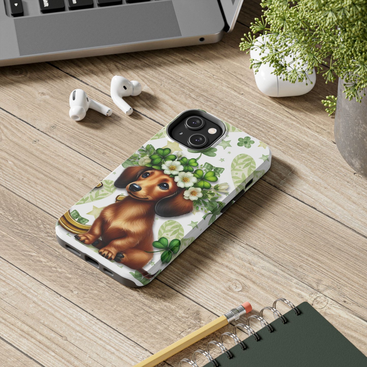 St Patricks Cute Dachshund Phone Case Dog Lover Gift Tough Phone Cover Patty