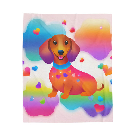 Neon Dachshund Blanket, Cozy Throw, Dog Lover Gift, Animal Print Bedding, Weiner Dog