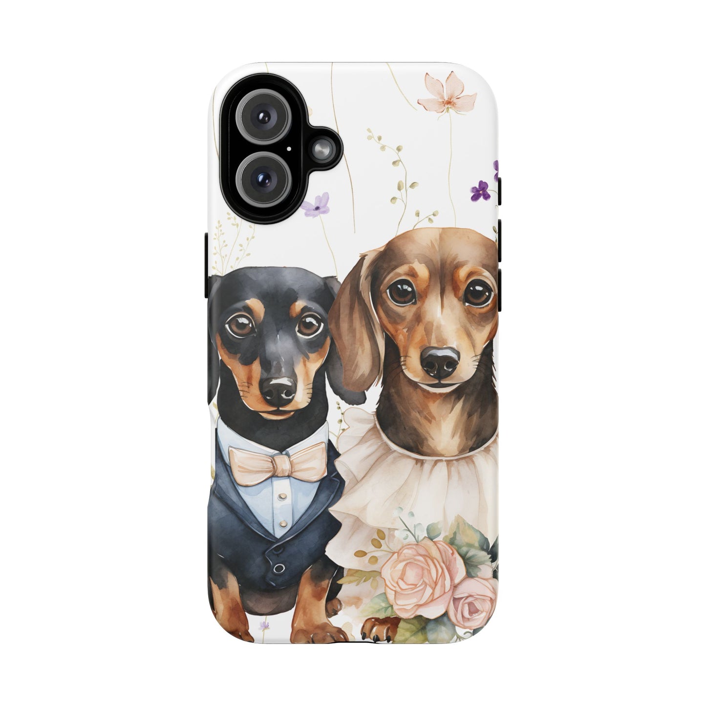 Wedding Dachshund Dog Phone Case - Bridal Gift Flower Girl Apple Pixel Galaxy