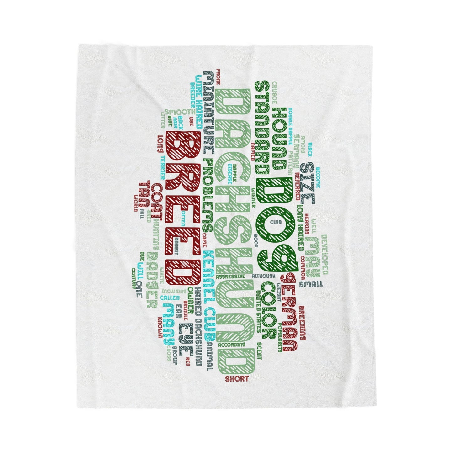 Dachshund Word Art Velveteen Plush Blanket, Cozy Pet Blanket Dog Lover Gift Soft