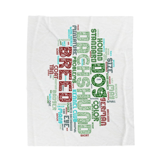 Dachshund Word Art Velveteen Plush Blanket, Cozy Pet Blanket Dog Lover Gift Soft