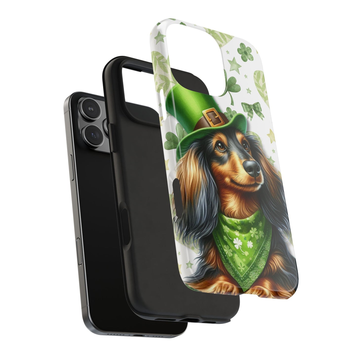 St Patricks Cute Dachshund Phone Case Dog Lover Gift Tough Phone Cover Patty